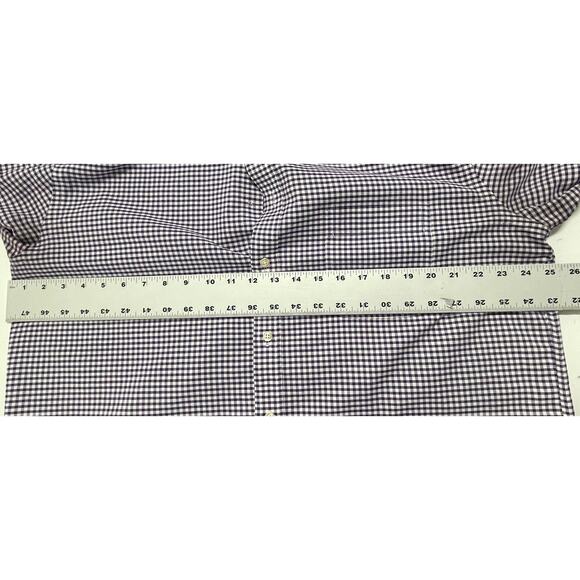 Stafford Men Dress Shirt Size 17 Purple White Checkered Button Up STAINS - Picture 7 of 8